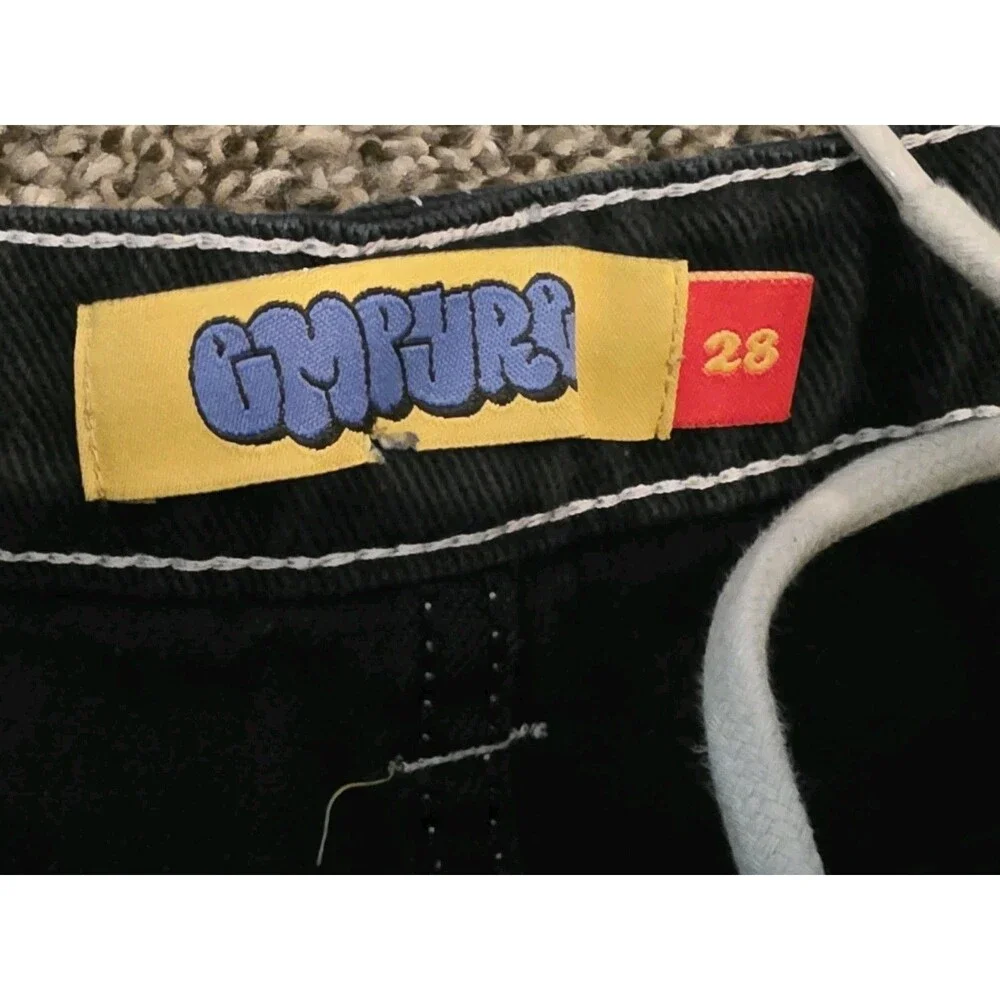 Empyre Baggy Loose Fit Skate Jeans Black w/ White Contrast Stitch Size 28x23